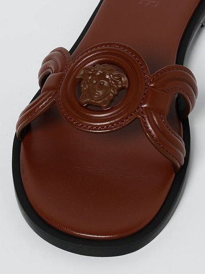 Versace Flat Sandals Woman Leather