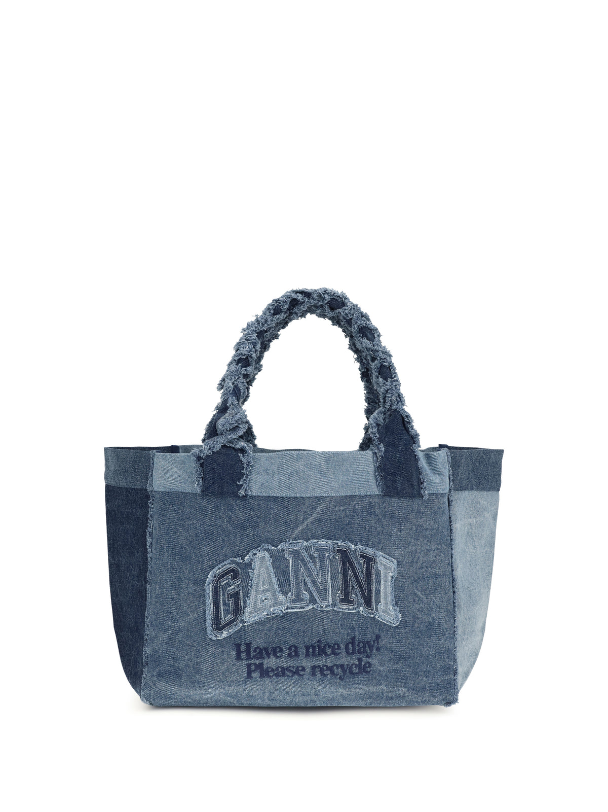 Ganni Medium trapeze denim Shopper - Mid Blue Vintage
