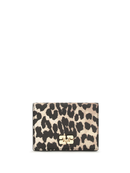 Ganni Bou animal print Card Holder - Almond Milk