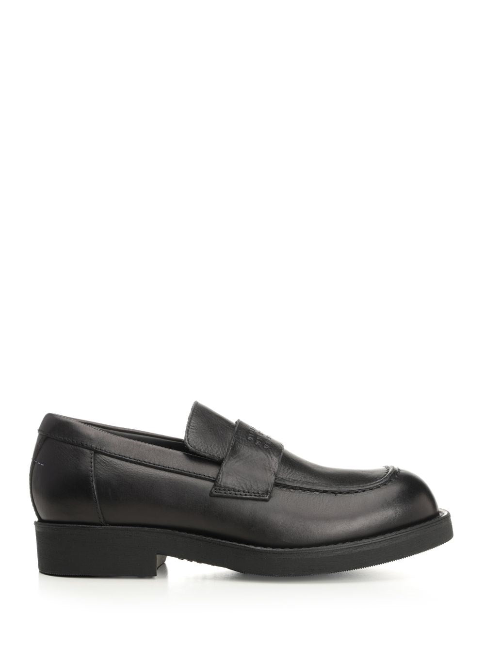 Mm6 Maison Margiela Mocassin With Exposed Stitching - Black