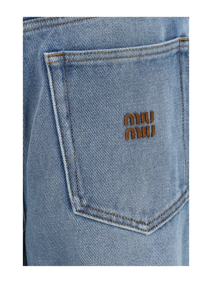 Miu Miu Washed denim five-pocket Jeans - Light Blue