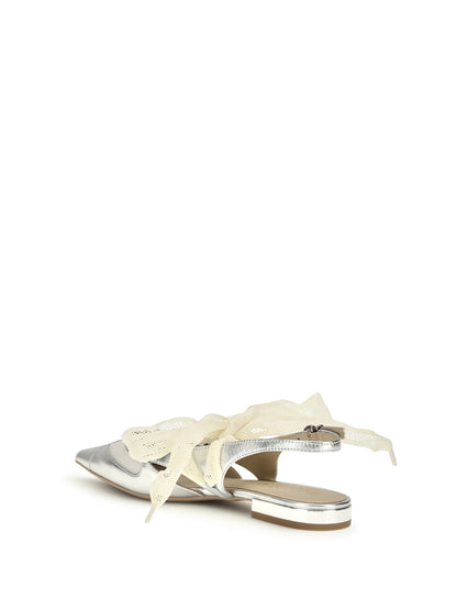 PINKO Metallic leather Gianira Ballerinas