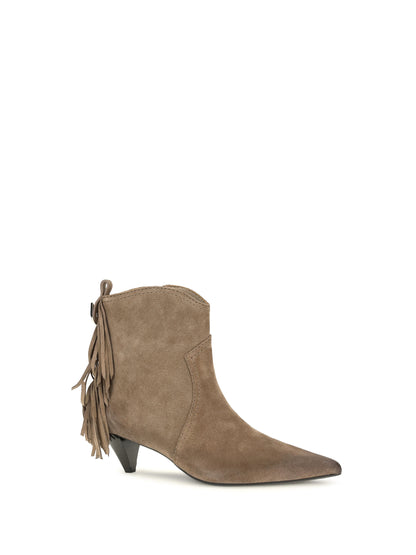 Pinko Suede leather Didi ankle Boots with fringes - Tobacco