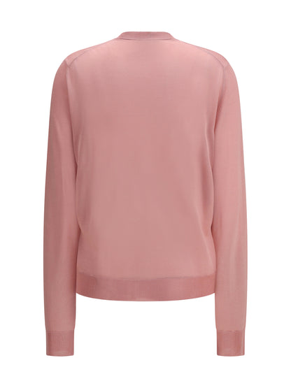 FENDI Cardigan crewneck in viscose with embroidered logo