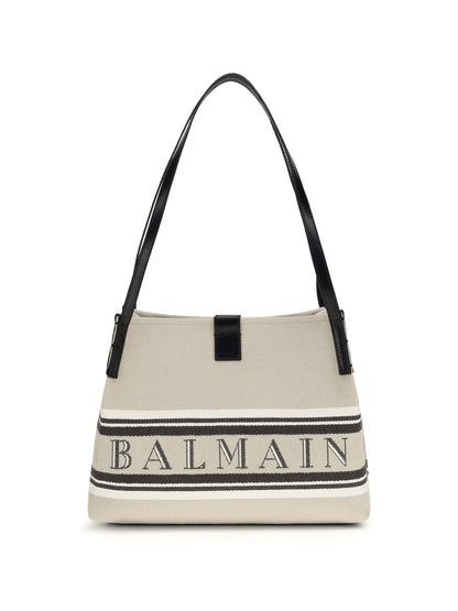 Balmain Canvas Shoulder Bag - Naturel/Noir/ Blanc Optique