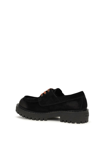 Prada Suede lace-up Loafers - Black