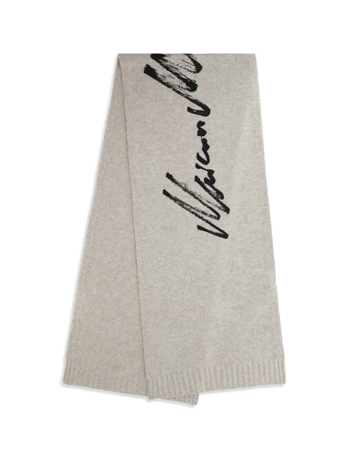 MM6 Maison Margiela Signature knitted Scarf - Grey Melange-Black Print