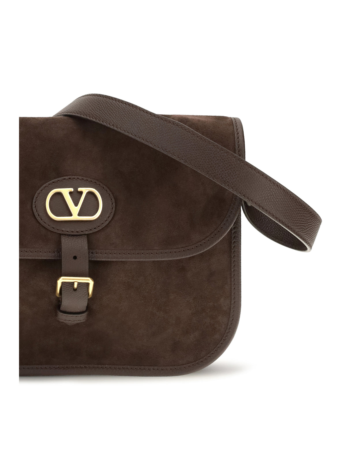 Valentino Garavani Antibes suede Shoulder Bag - Testa Di Moro/Oak Brown