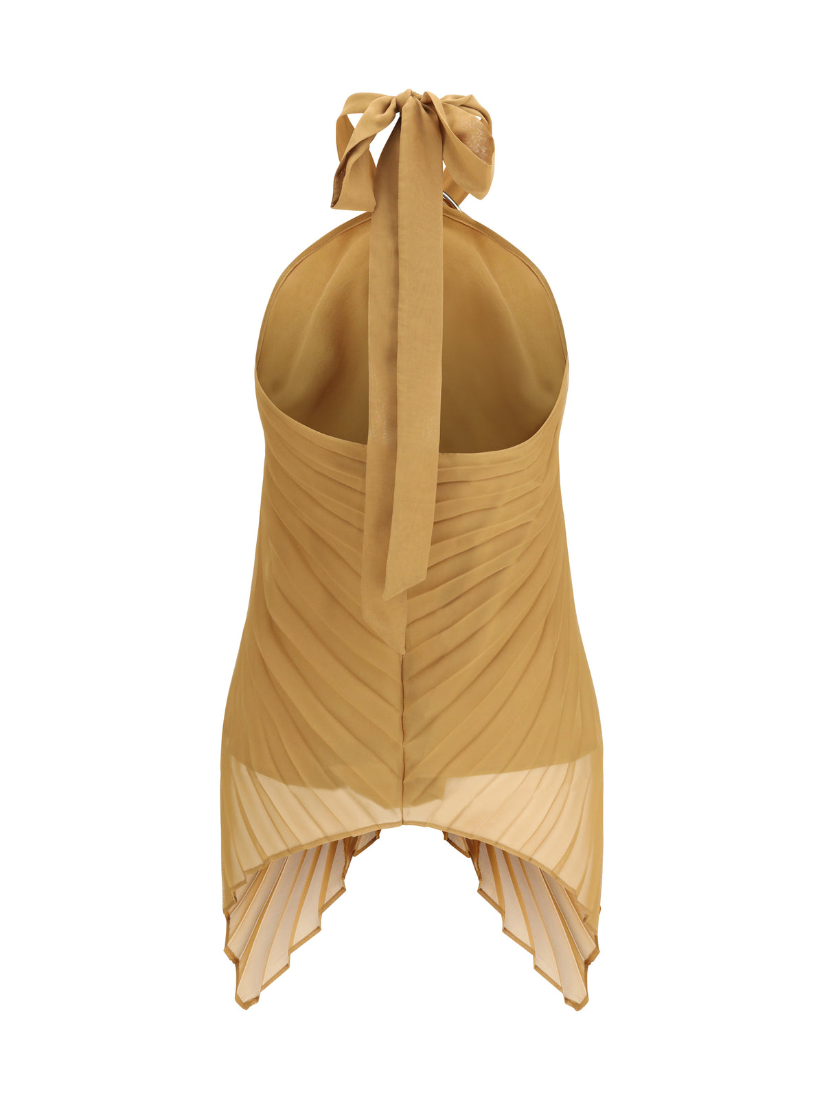 Max Mara Pianoforte Plissé chiffon Top - Caramello