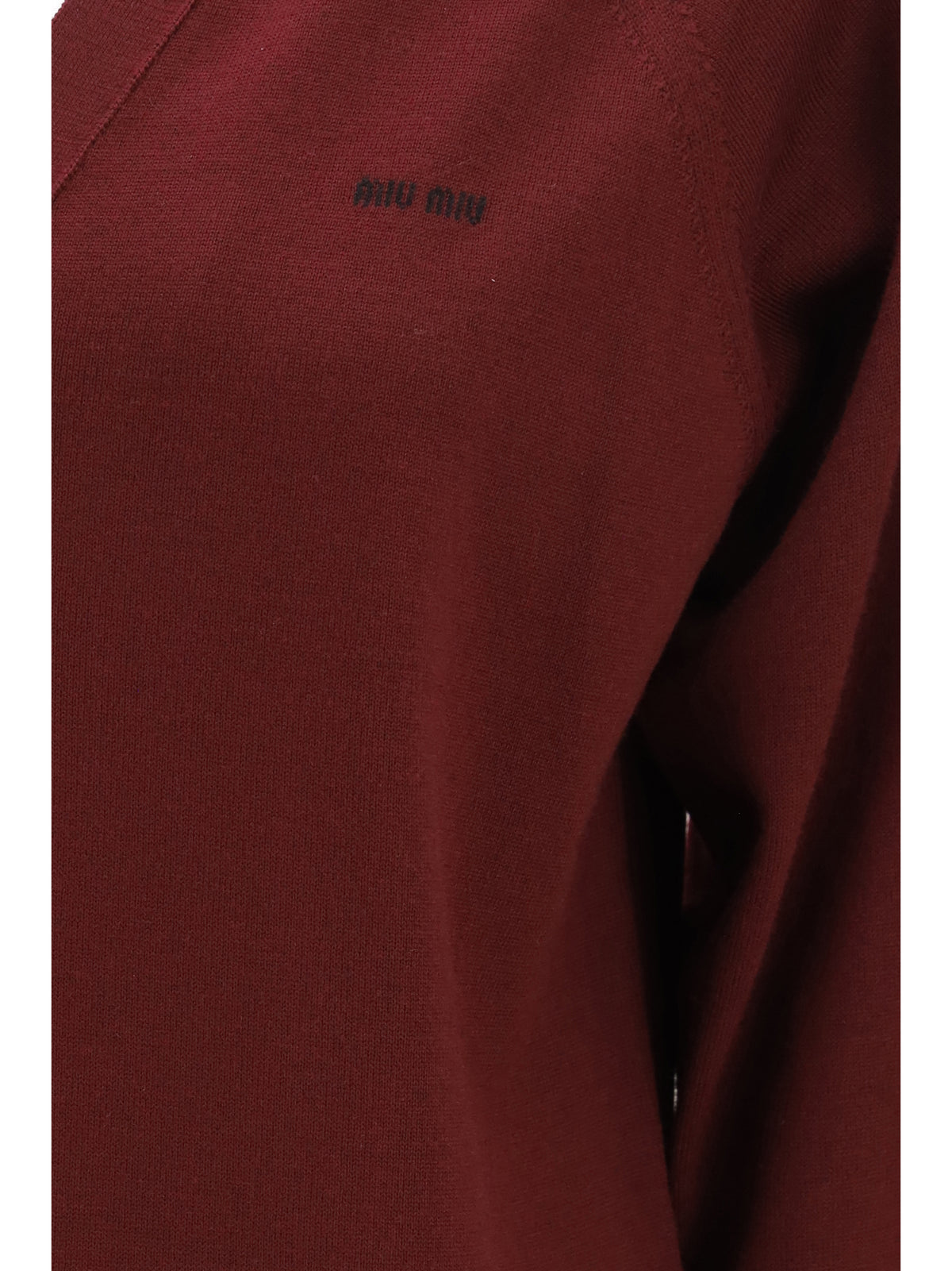 Miu Miu Virgin wool Cardigan with a collar - Amaranto+Nero