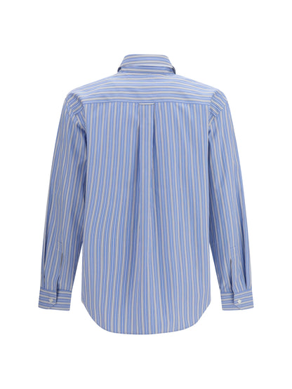 Saint Laurent Cassandre striped cotton Shirt - Bleu Craie Noir
