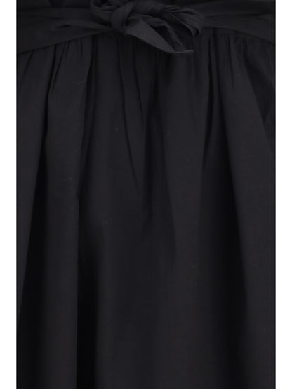 Ganni Midi Dress with bows and puff shoulders - Black