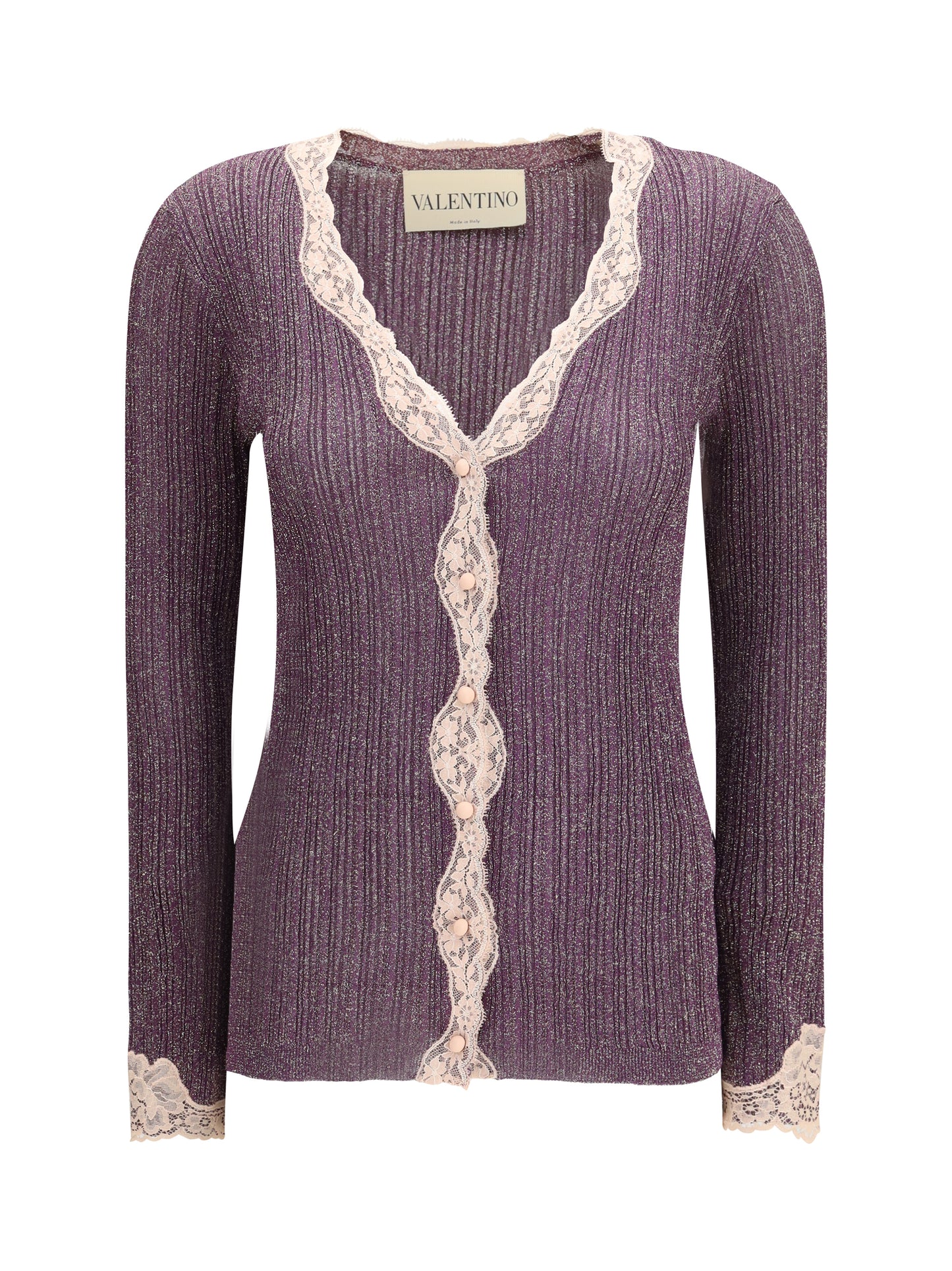 VALENTINO Lurex knit Cardigan with lace
