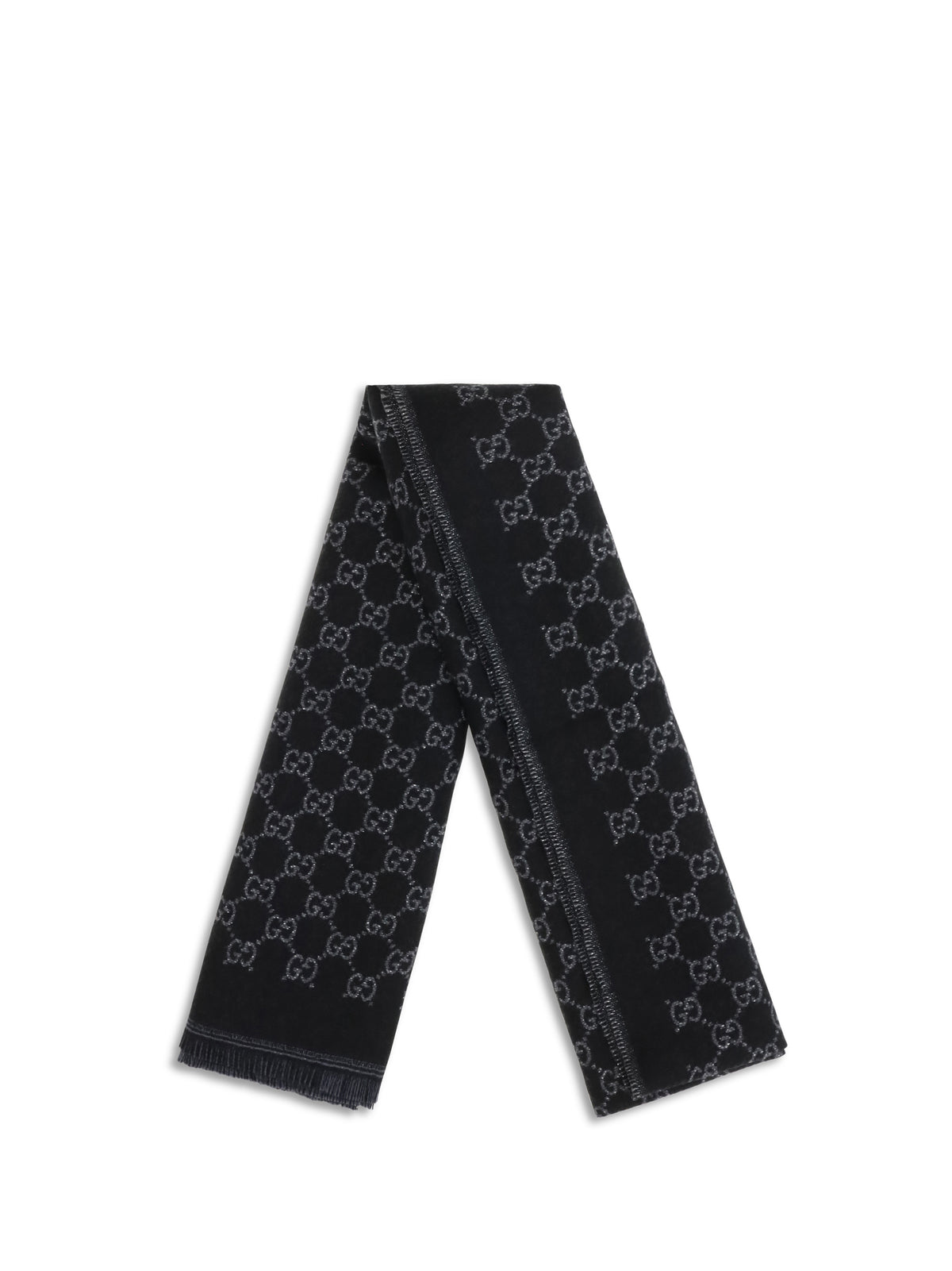 Gucci Miss Stenny GG Monogram wool Scarf - Black/Light Grey