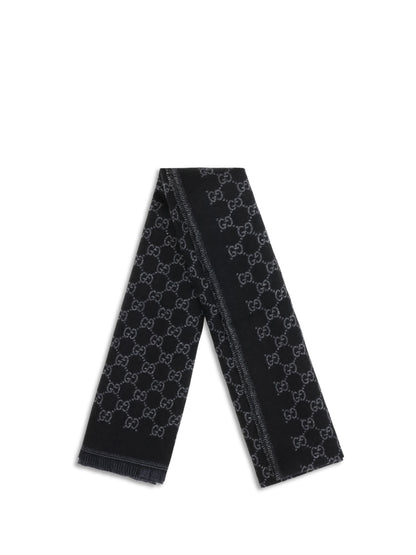 Gucci Miss Stenny GG Monogram wool Scarf - Black/Light Grey