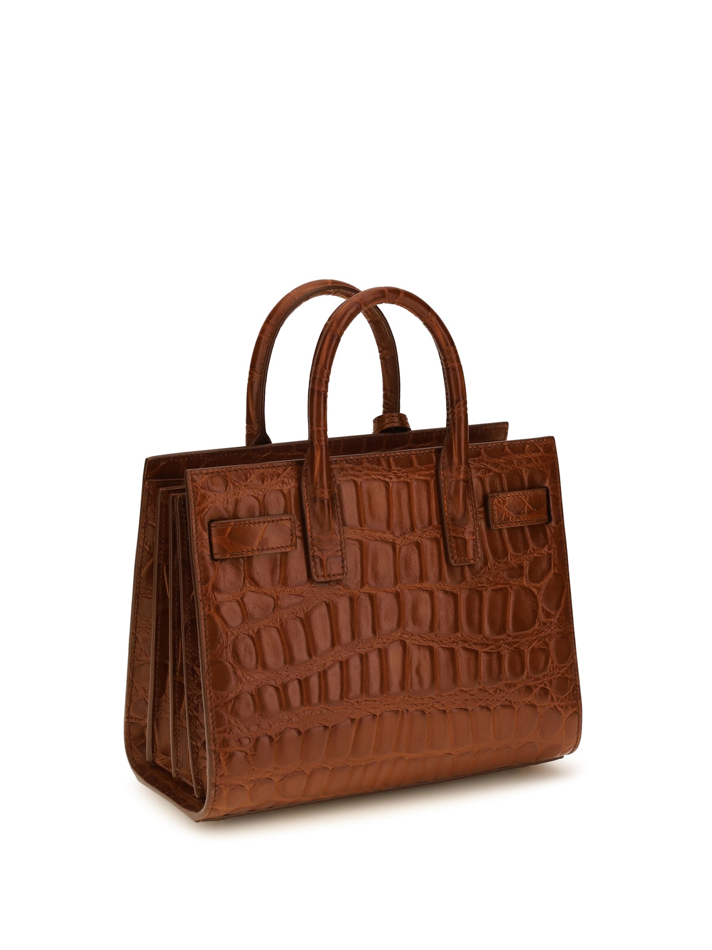 SAINT LAURENT Sac de Jour Handbag in crocodile-embossed leather