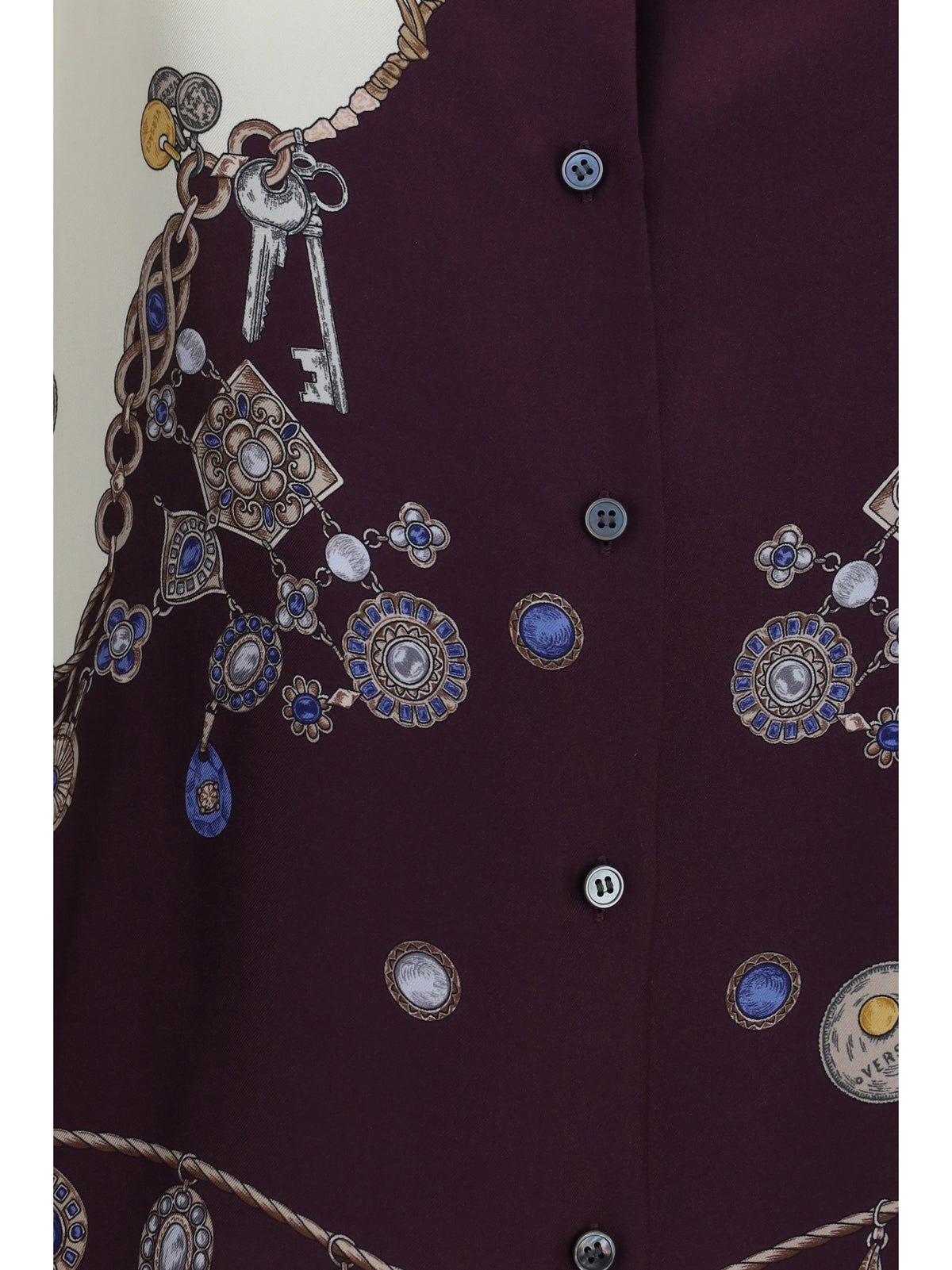 Versace Printed silk Shirt - Burgundy+White+Gold