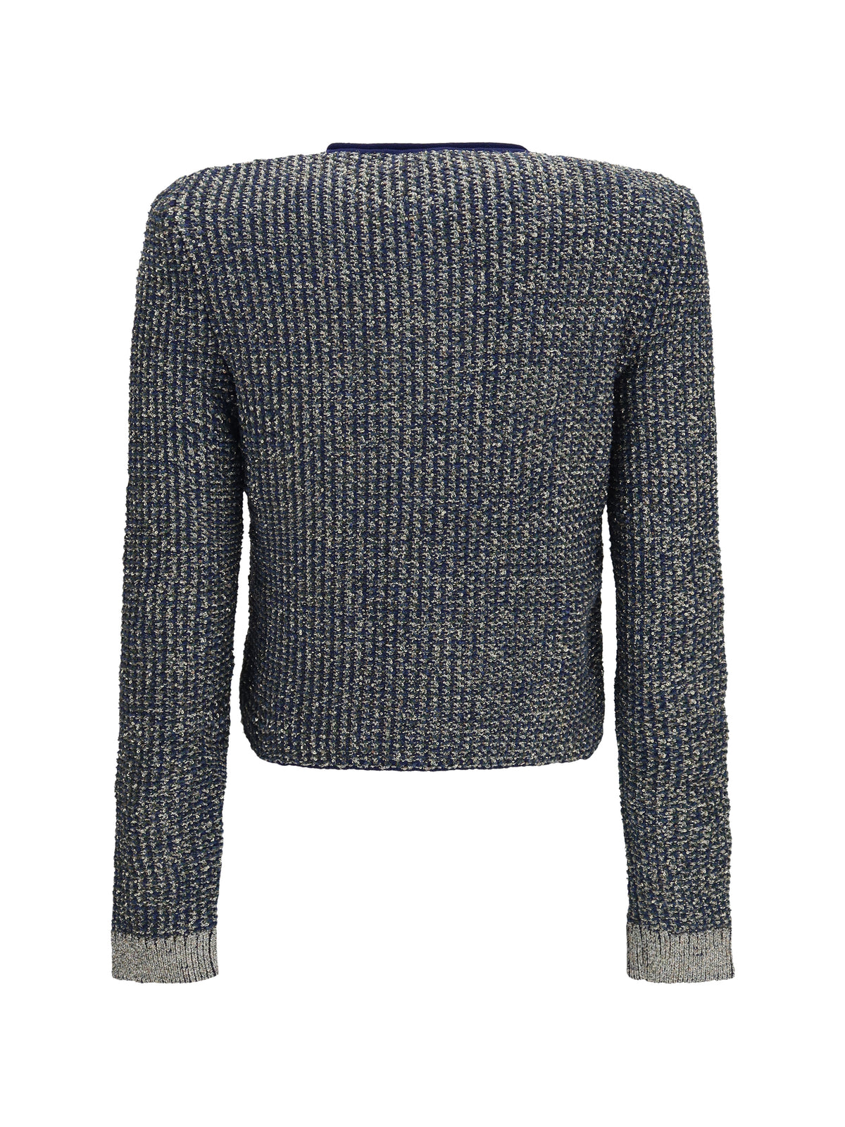 Balmain Quilted sequin Cardigan with decorative buttons - Marine/Vert