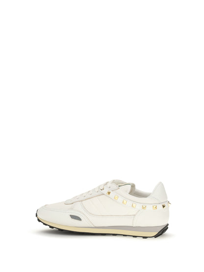 Valentino Garavani Stud Up Sneakers in leather and nylon - White/Bia/Bia/Bia/Grey/P.Grey
