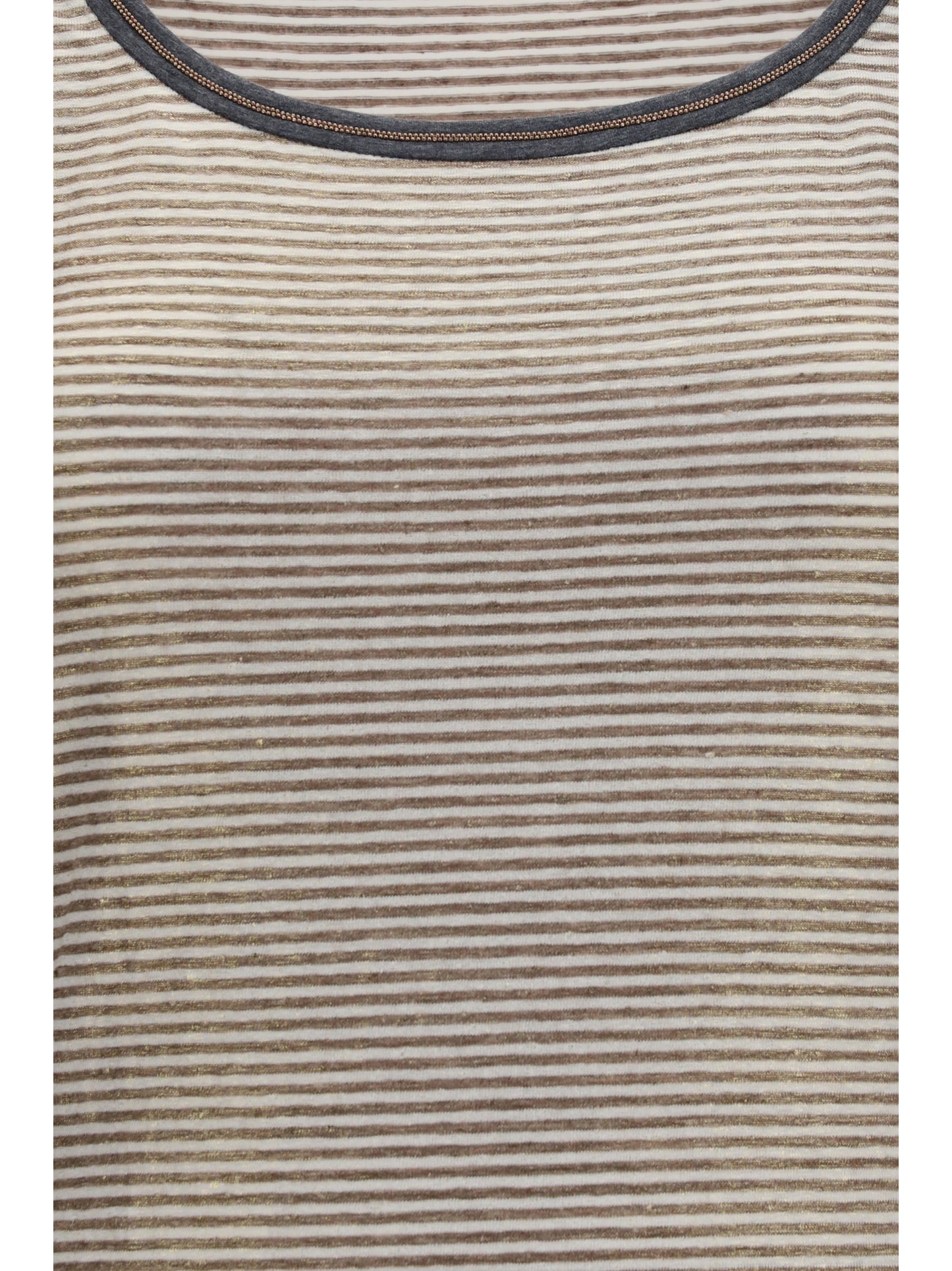 BRUNELLO CUCINELLI Striped linen lamé jersey Tank Top with glossy finishes