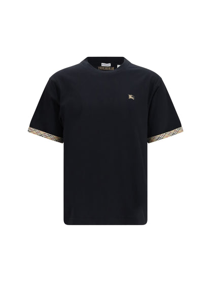 BURBERRY Cotton T-shirt with Check trims