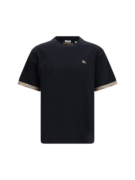 BURBERRY Cotton T-shirt with Check trims