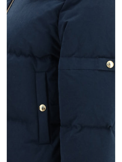 Thom Browne Waxed technical Puffer Jacket with hood - Dark Blue