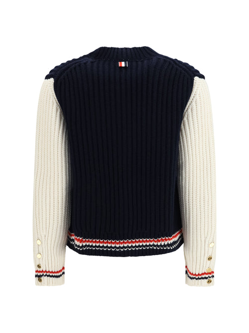 Thom Browne Bicolor cashmere Cardigan - Navy White