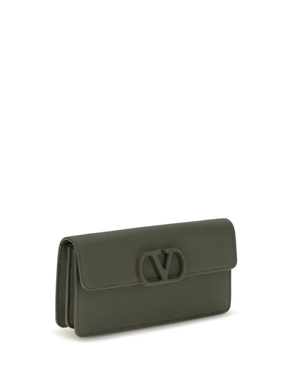 Valentino Garavani VLogo signature grainy calfskin chain Wallet - Oasis