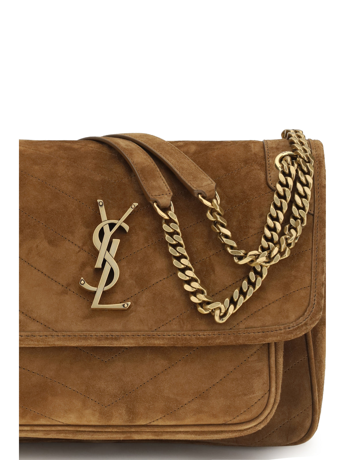 Saint Laurent Medium Niki suede Shoulder Bag - Orange Caramel Cogn