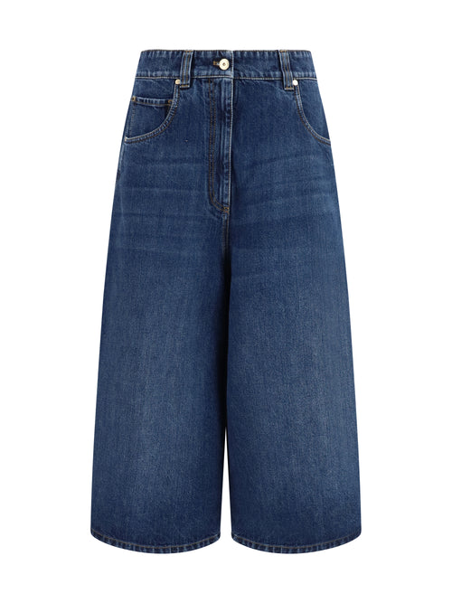 Brunello Cucinelli Wide-leg Denim Jeans - Iconic Dark Blue Denim