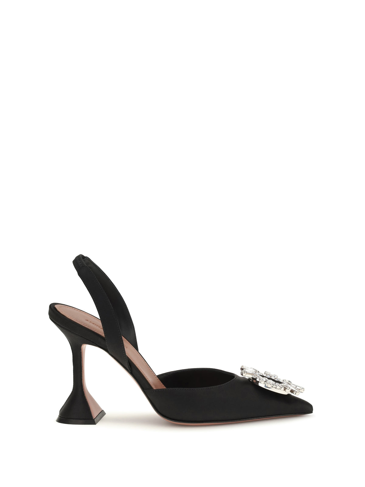 Amina Muaddi Begum Slingback Pumps - Black Satin