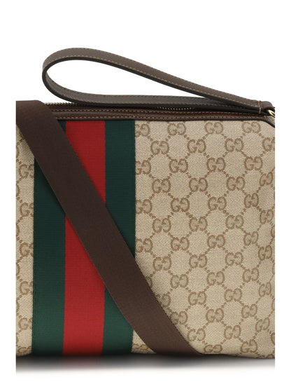 GUCCI Medium GG Shoulder Bag with Web stripe