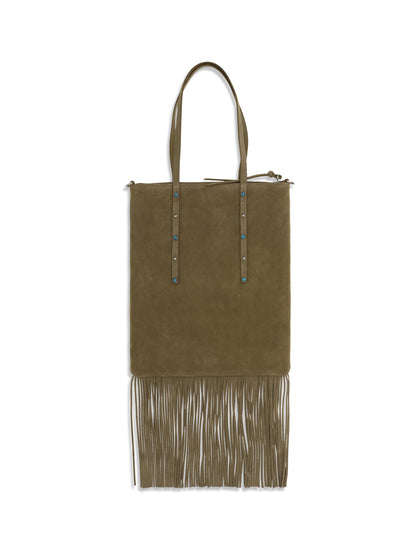 Pinko Suede Shoulder Bag - Green Canguro-Old Silver