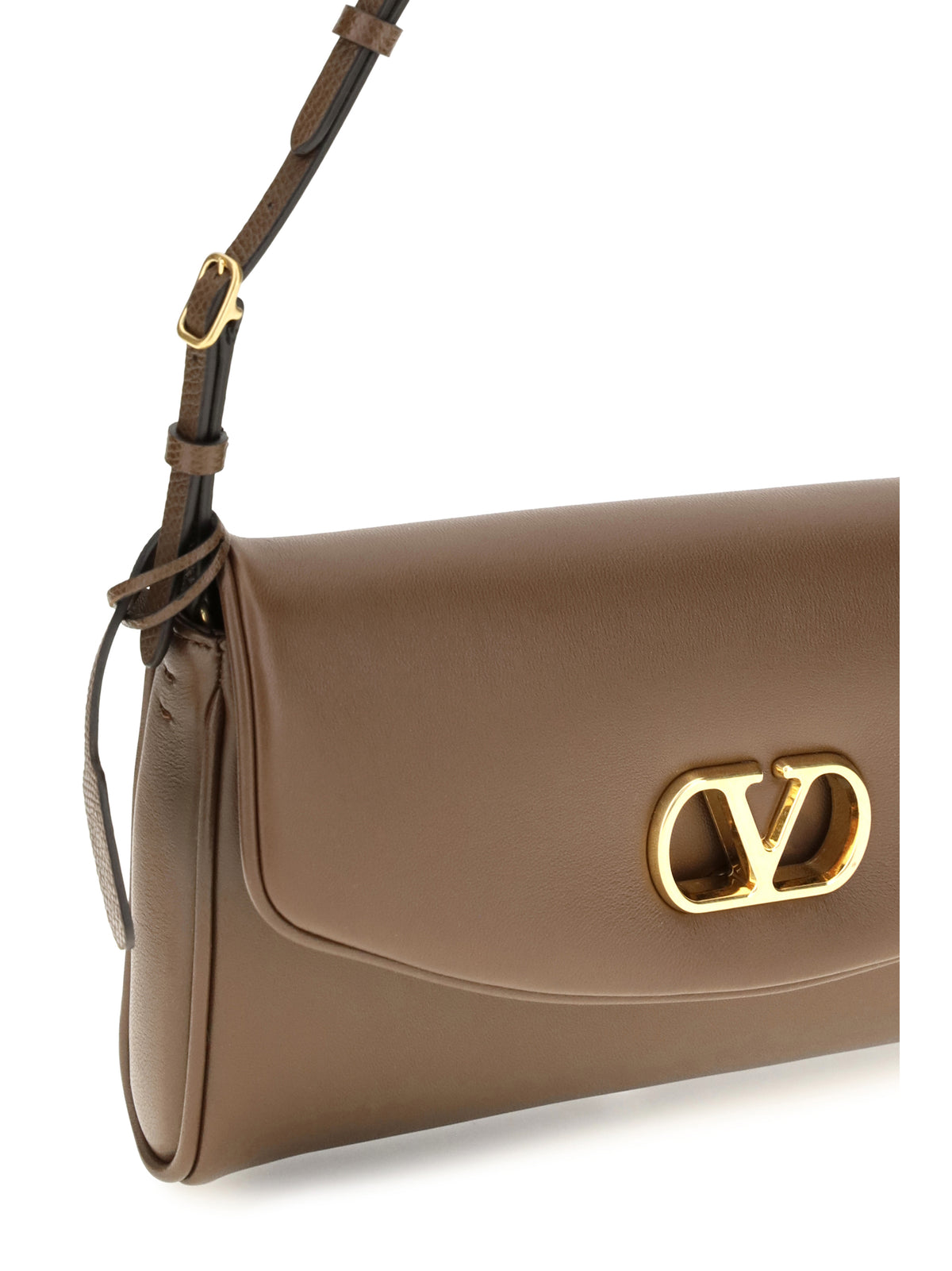 Valentino Garavani Devain leather Shoulder Bag - Wood Brown