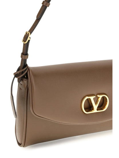 Valentino Garavani Devain leather Shoulder Bag - Wood Brown