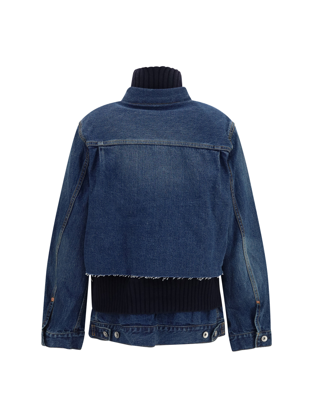 Sacai Denim Jacket with wool knit layer - Blue×D/Navy