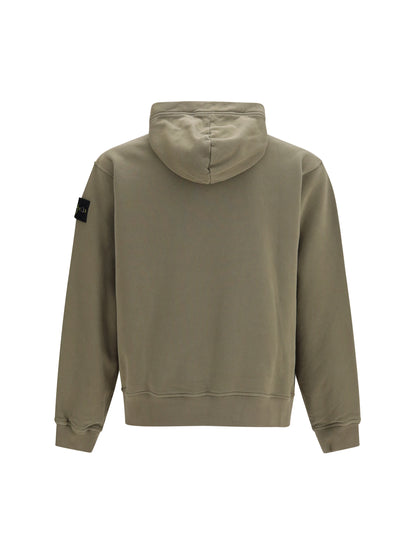 Stone Island Hooded Sweatshirt with front pocket - Military Green