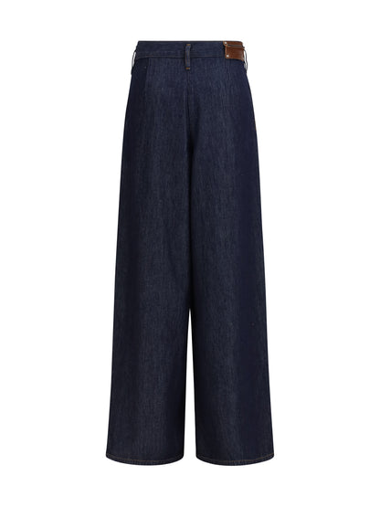 Dries Van Noten Wide-leg Jeans with pleats - Indigo
