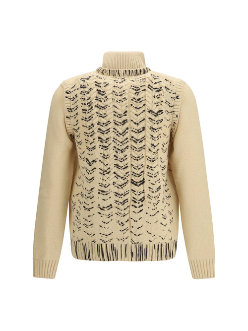 Maison Margiela Virgin wool zip Cardigan - Ecru
