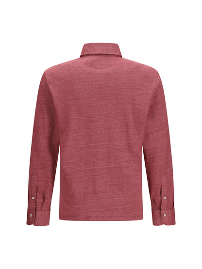 BRUNELLO CUCINELLI Long-sleeve Polo in mélange linen and cotton jersey