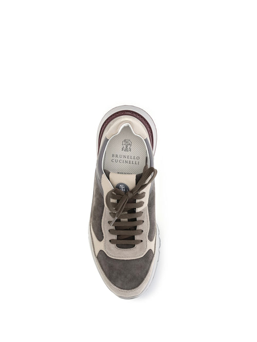 Brunello Cucinelli Leather Sneakers - Antracite+Piombo+Stone+Alpaca