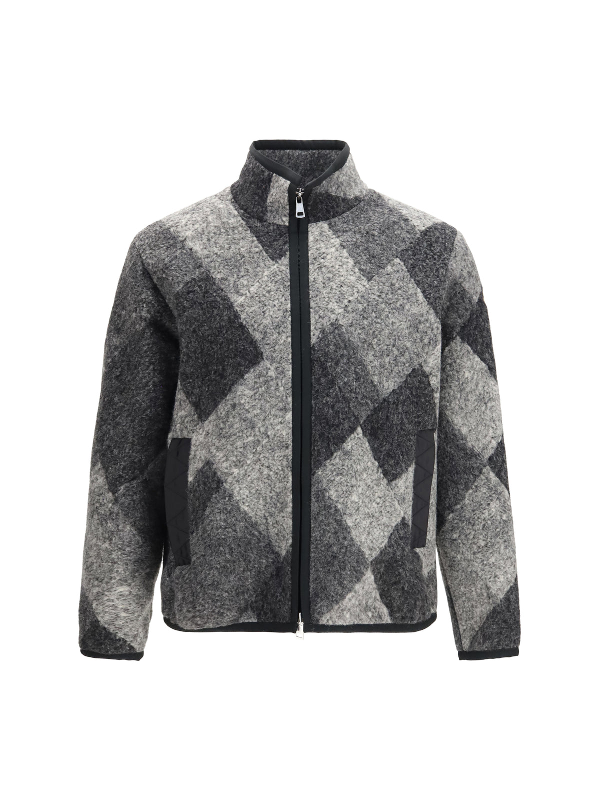 Moncler Wool blend zip Cardigan with diamond pattern - Black