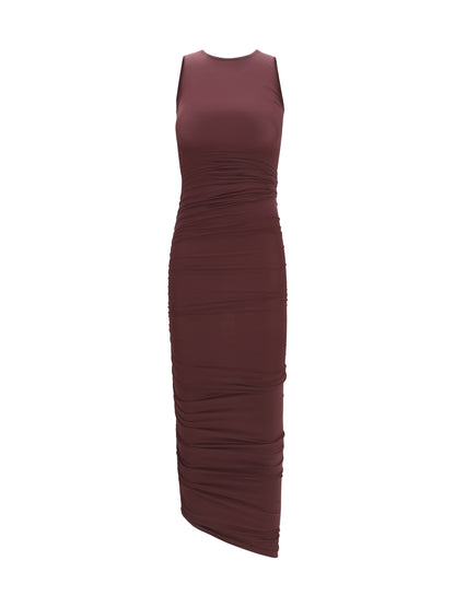 Wolford Asymmetric semi-sheer midi Dress - Wild Plum