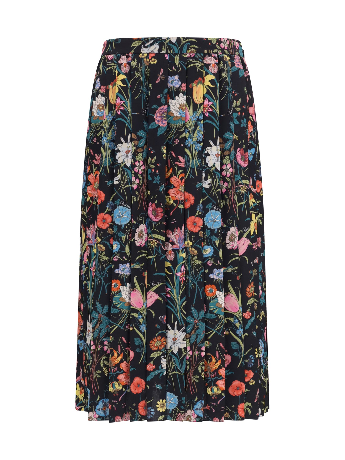 GUCCI Flora printed silk midi Skirt