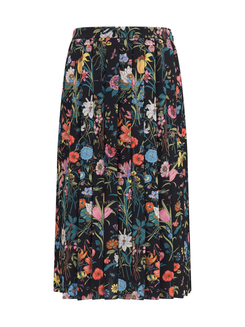 Gucci Flora printed silk midi Skirt - Black/Multicolor/Mc