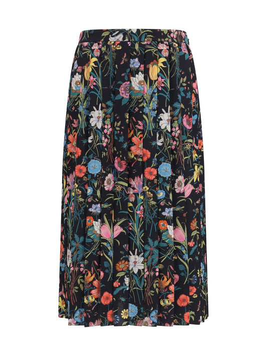 GUCCI Flora printed silk midi Skirt