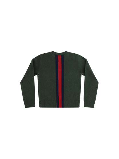 Gucci Web stripe wool Sweater for Girl - Moss Green/Blue/Red