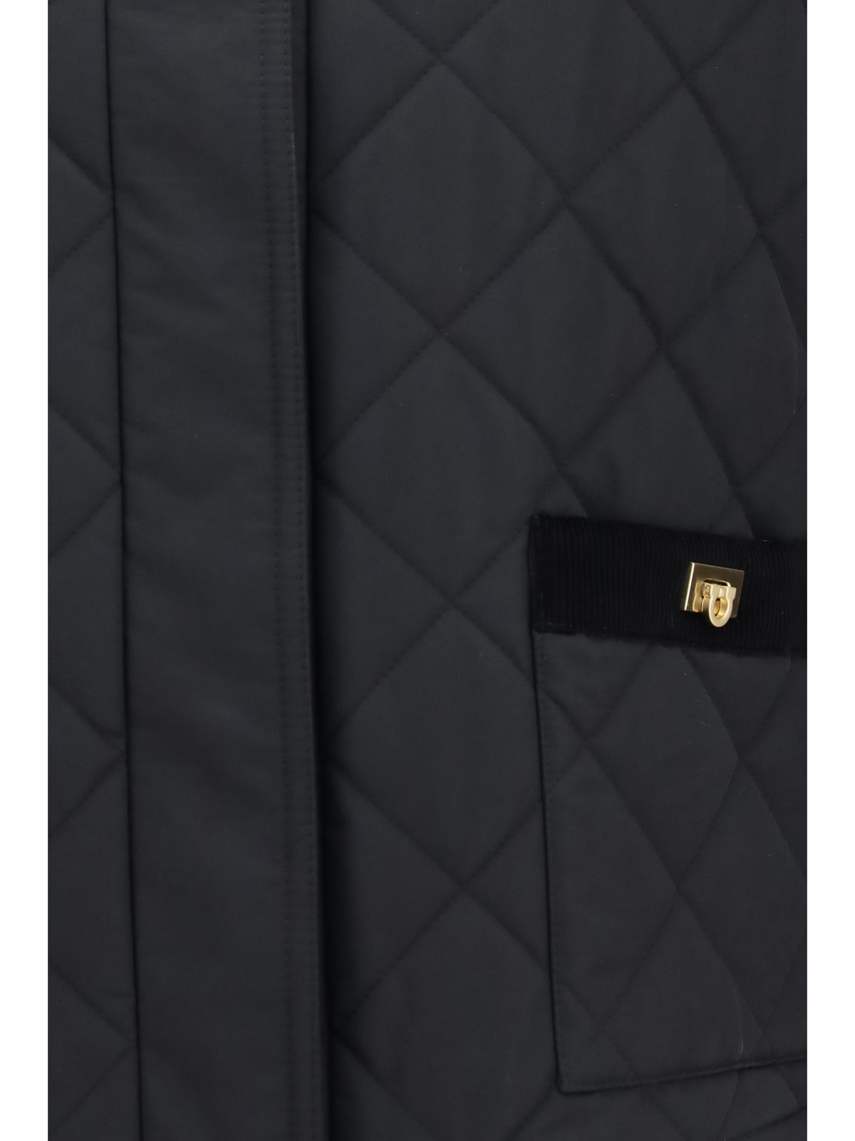 Ferragamo Padded Jacket with Gancini buckles - Black