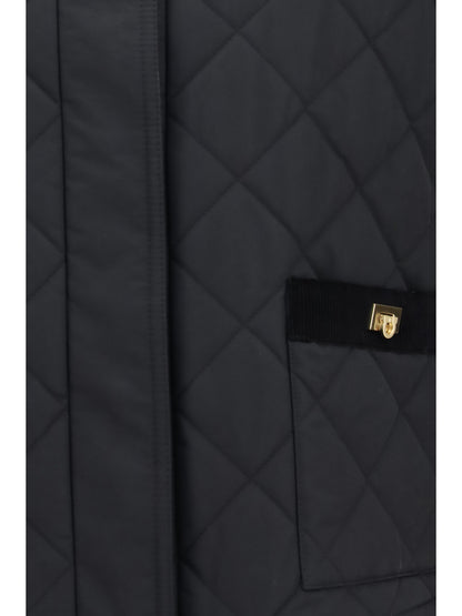Ferragamo Padded Jacket with Gancini buckles - Black
